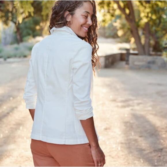 Frank & Eileen Dublin Tailored Blazer Size M Chalk Cream Performance Twill - Picture 4 of 13